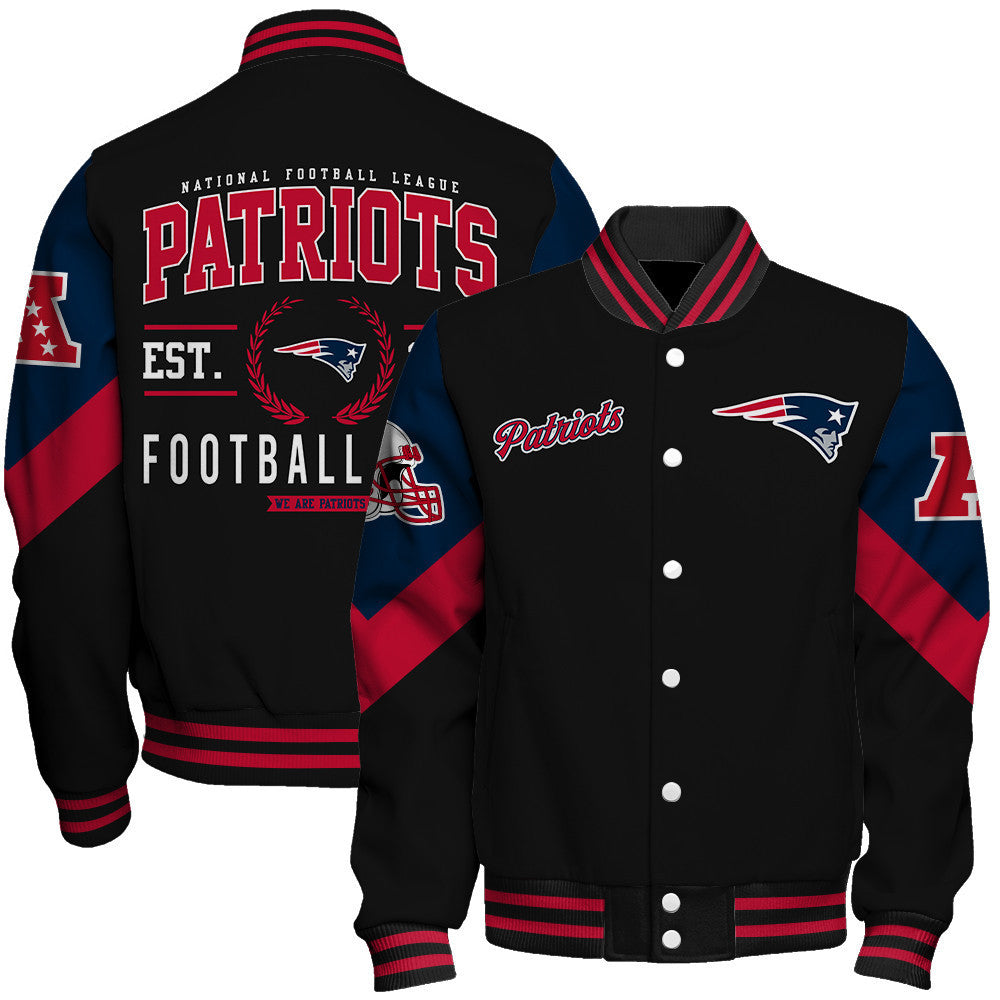 New England Patriots Football Club Iconic Logo Patriots Nation Varsity Jacket