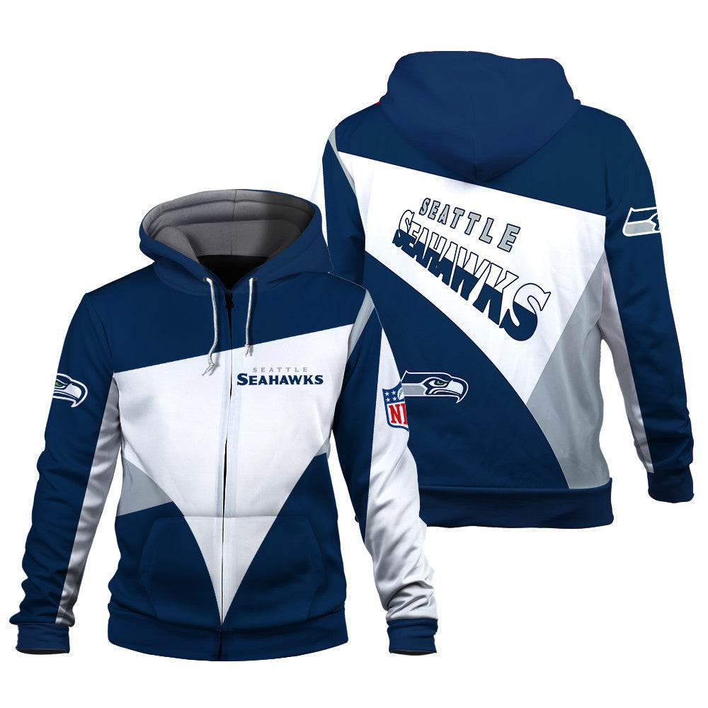 NFL Seattle Seahawks Team Color Pride Exclusive Design 3D Zip Hoodie