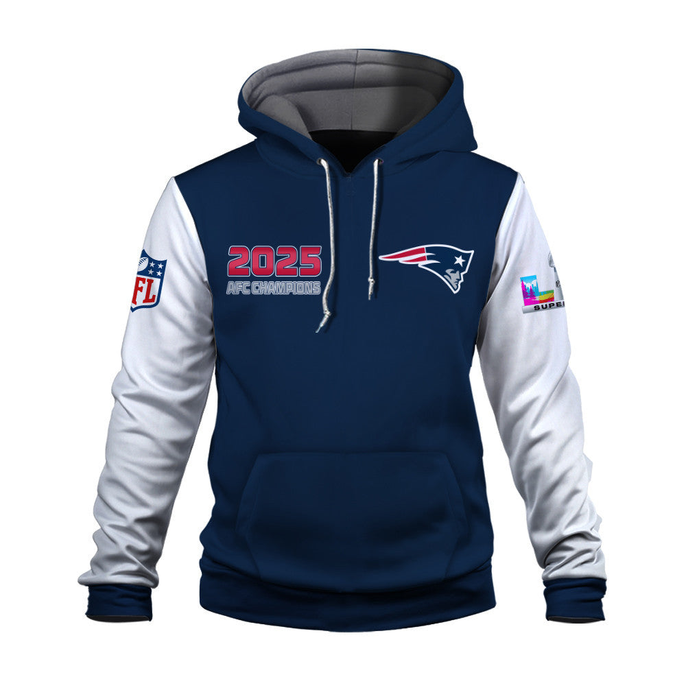 New England Patriots 2025 AFC Champions: The "Patriots Take AFC" Masterpiece 3D Hoodie