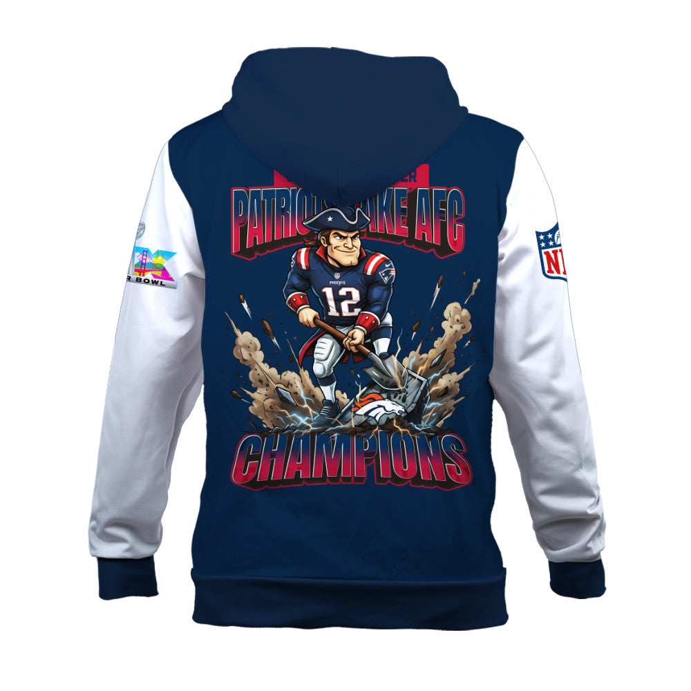 New England Patriots 2025 AFC Champions: The "Patriots Take AFC" Masterpiece 3D Hoodie
