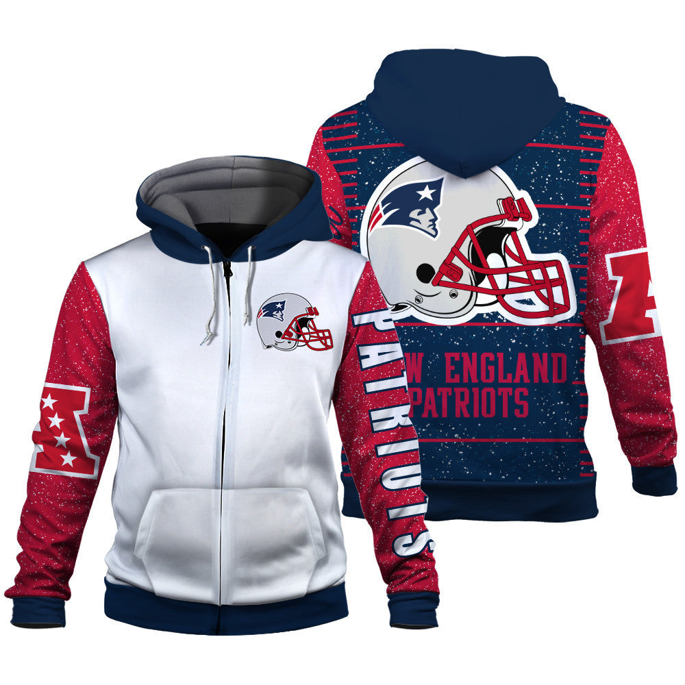 New England Patriots Exclusive National Football League Graphic Design 3D Zip Hoodie