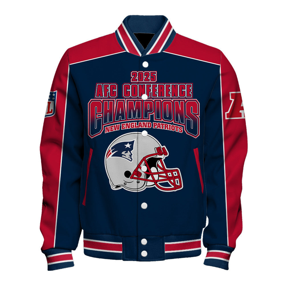New England Patriots Courage & Glory 2025 AFC Conference Champions Varsity Jacket