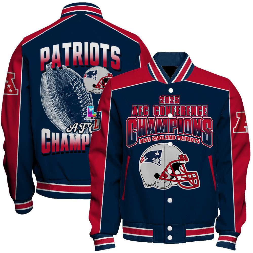 New England Patriots Courage & Glory 2025 AFC Conference Champions Varsity Jacket