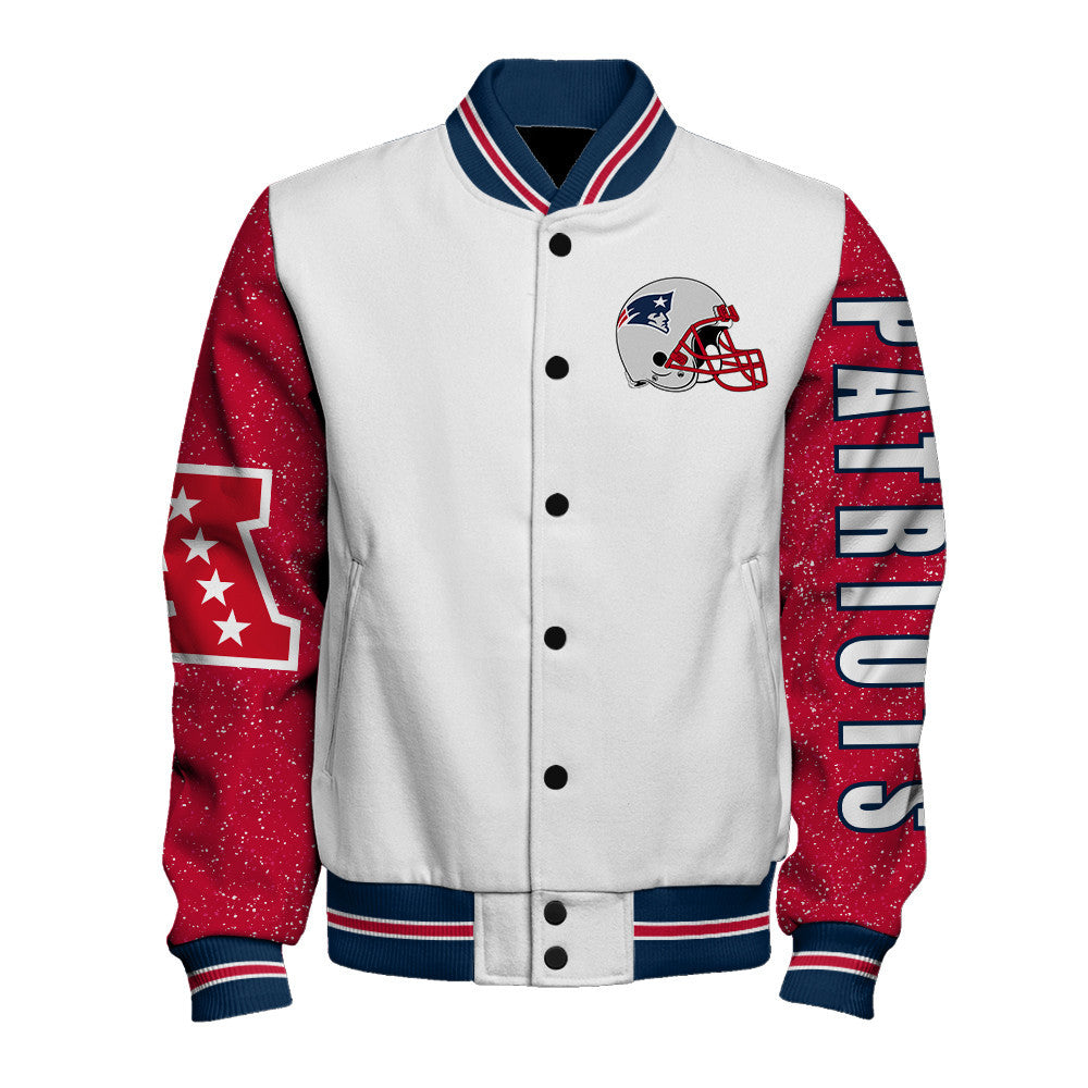 New England Patriots Exclusive National Football League Graphic Design Varsity Jacket