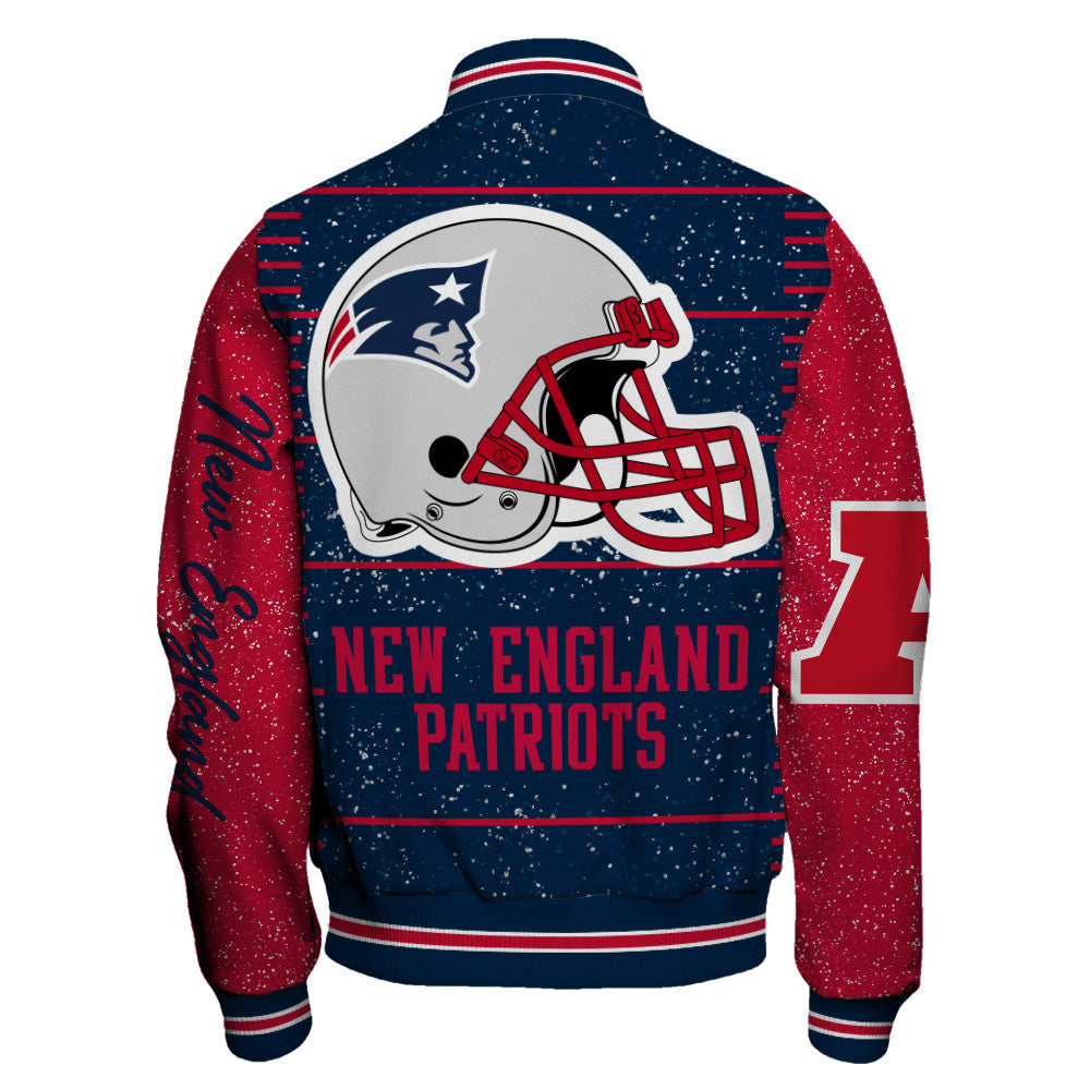 New England Patriots Exclusive National Football League Graphic Design Varsity Jacket