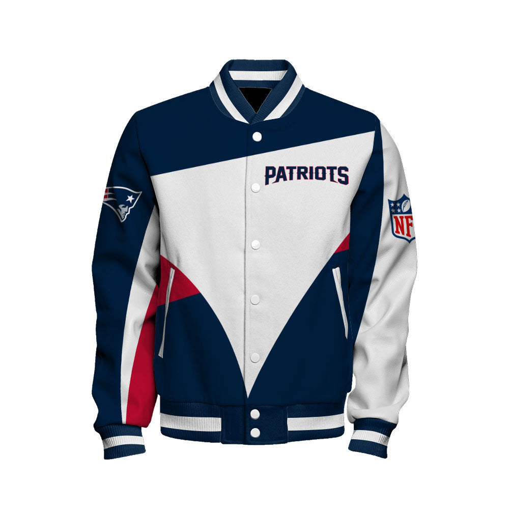 NFL New England Patriots Team Color Pride Exclusive Design Varsity Jacket