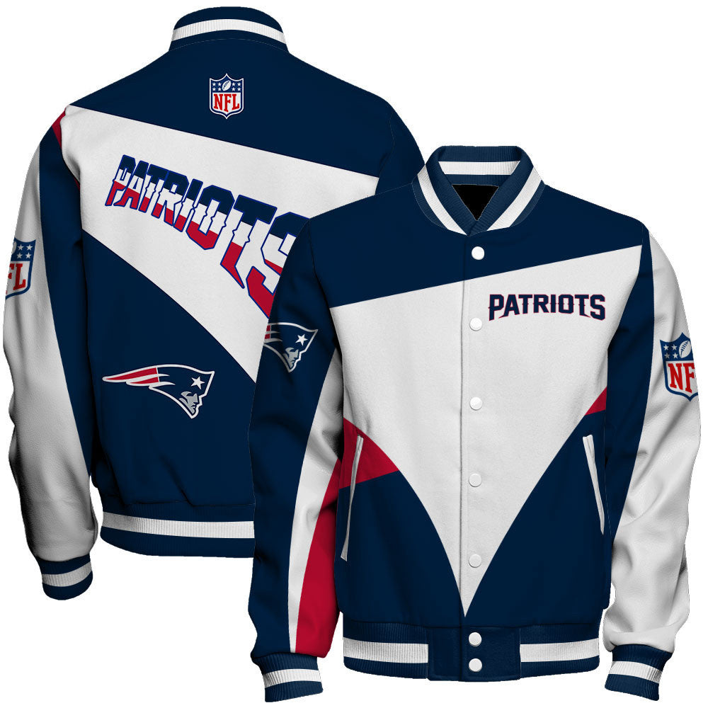 NFL New England Patriots Team Color Pride Exclusive Design Varsity Jacket