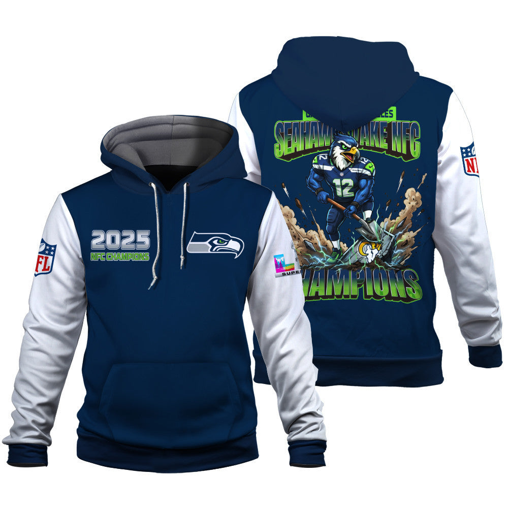 Seattle Seahawks 2025 NFC Champions: The "Seahawks Take NFC" Masterpiece 3D Hoodie