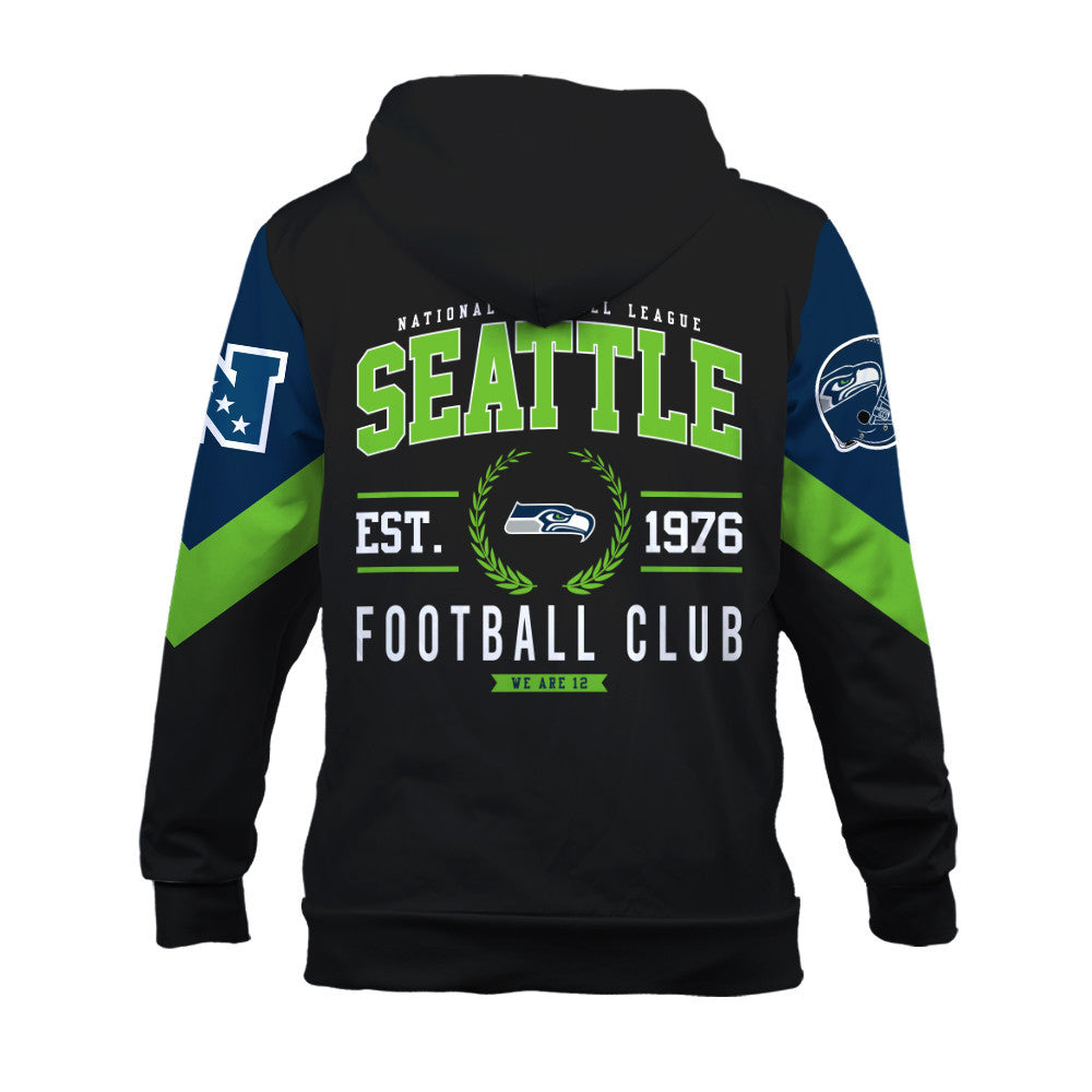 Seattle Seahawks Football Club Iconic Logo We Are 12 3D Zip Hoodie
