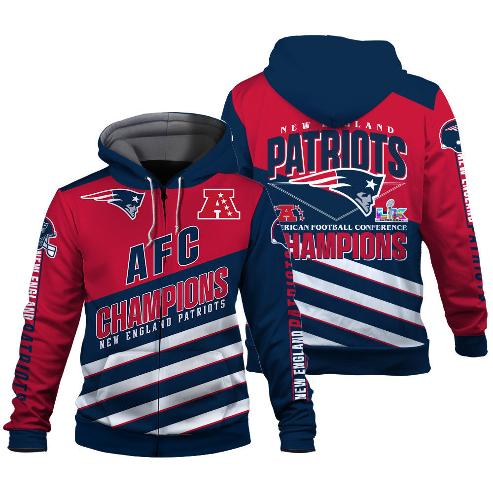 New England Patriots Limited Edition Honoring AFC Champions 2025 3D Zip Hoodie