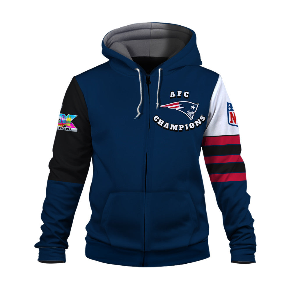 New England Patriots 2025 NFC Conference Champions: The Ultimate Victory 3D Zip Hoodie