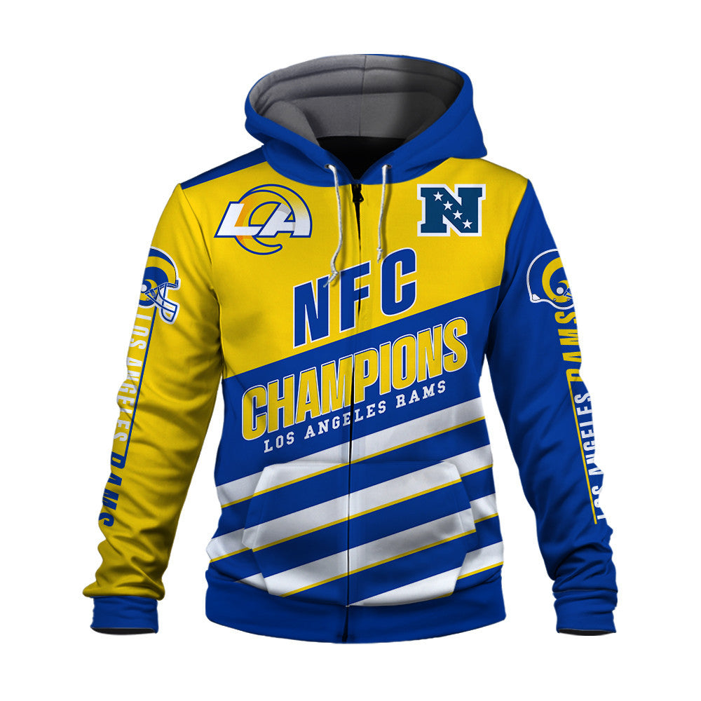 Los Angeles Rams Limited Edition Honoring NFC Champions 2025 3D Zip Hoodie