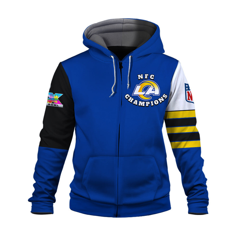 Los Angeles Rams 2025 NFC Conference Champions: The Ultimate Victory 3D Zip Hoodie