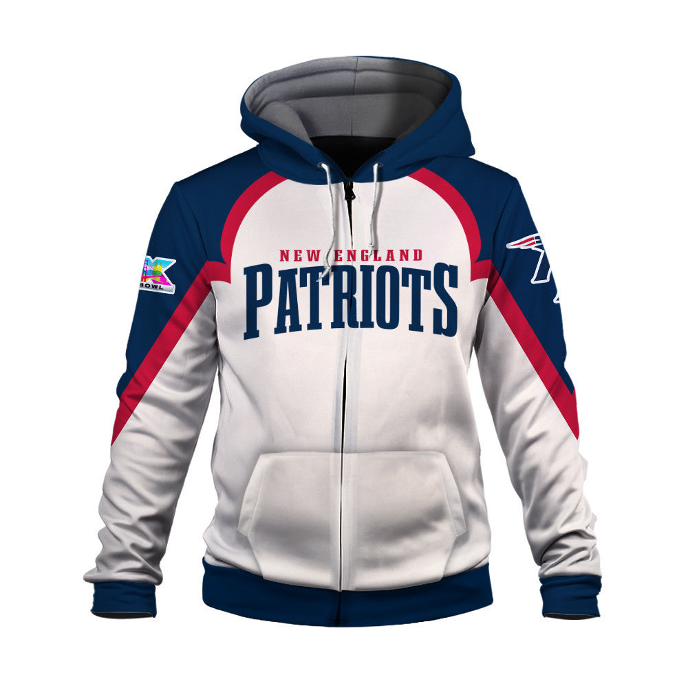 New England Patriots Premium 2025 Cream Colorway 3D Zip Hoodie