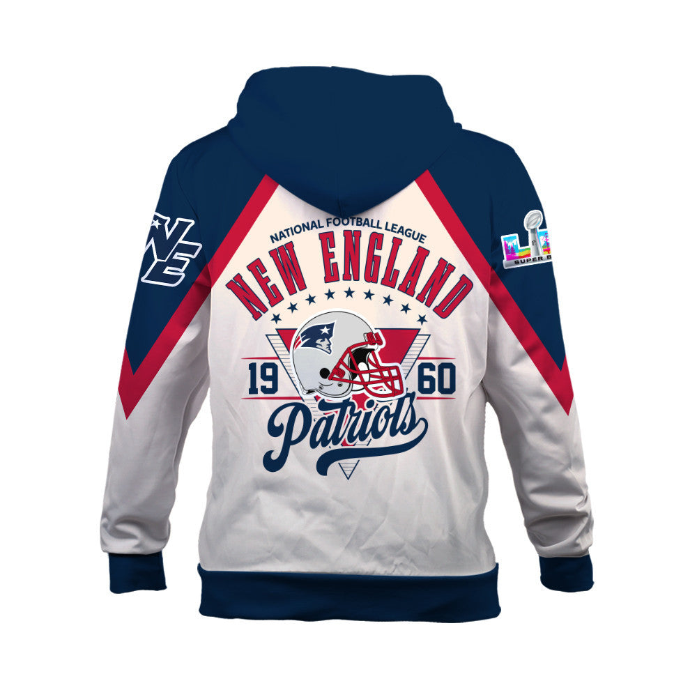 New England Patriots Premium 2025 Cream Colorway 3D Zip Hoodie