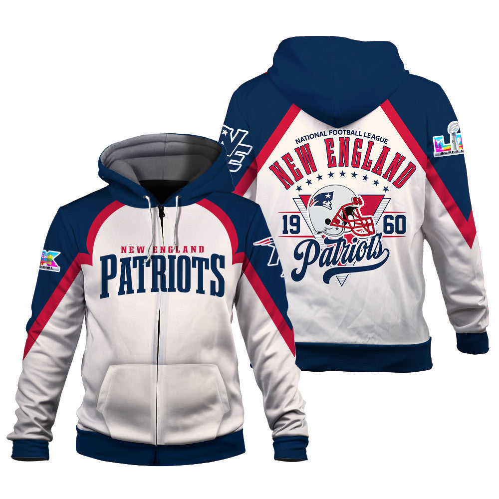 New England Patriots Premium 2025 Cream Colorway 3D Zip Hoodie