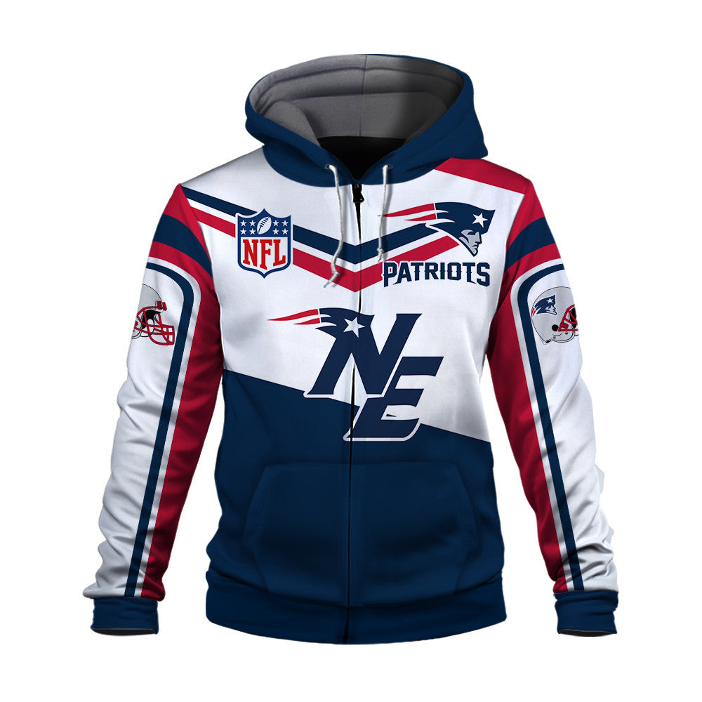 NFL New England Patriots Power Forward Full-Snap Limited Edition 3D Zip Hoodie