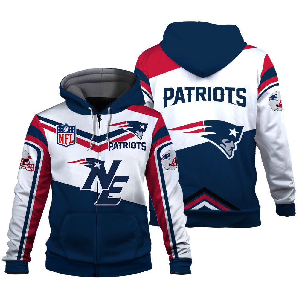 NFL New England Patriots Power Forward Full-Snap Limited Edition 3D Zip Hoodie