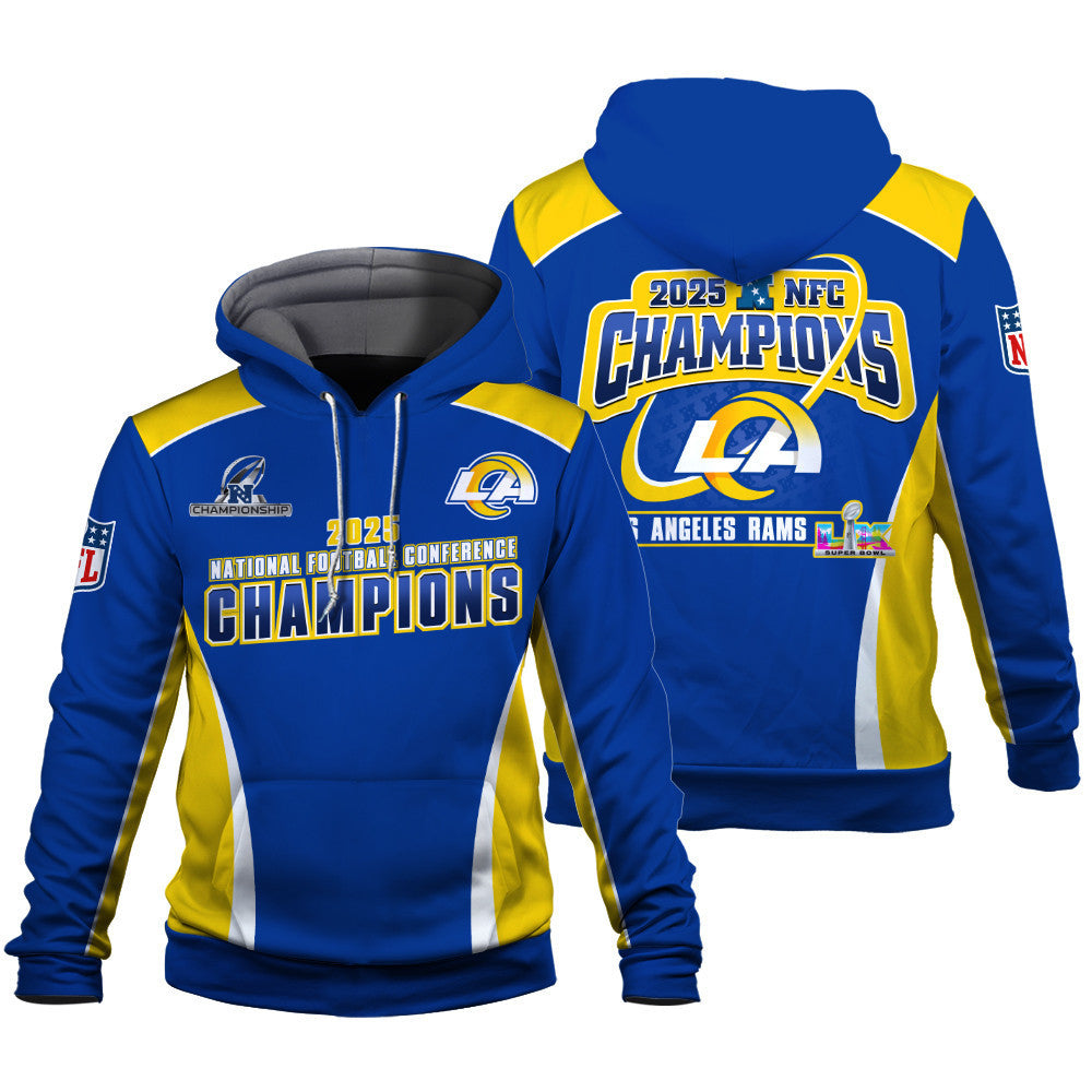 Los Angeles Rams 2025 NFC Champions – The Peak of Glory Is Back 3D Hoodie