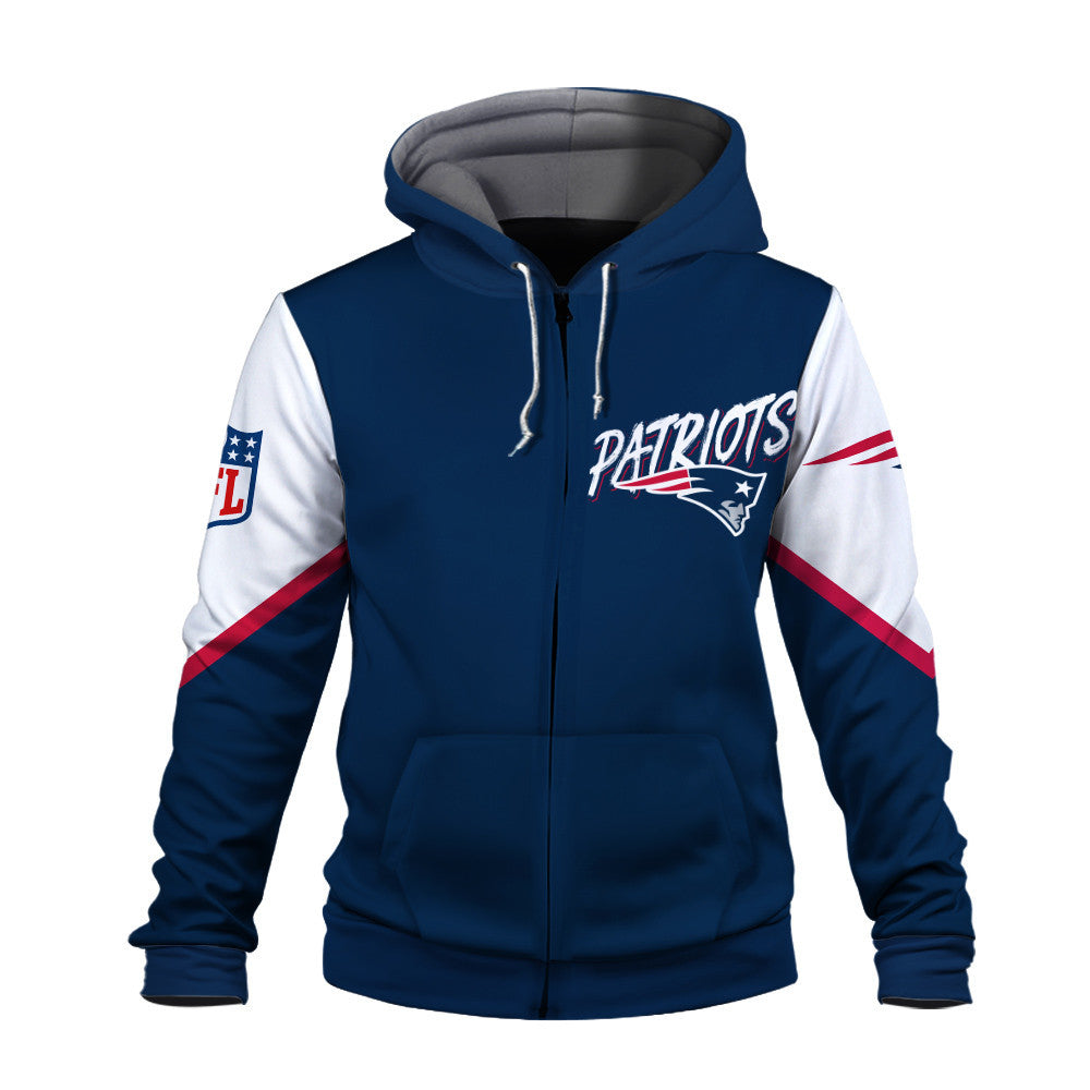 NFL New England Patriots 6X Super Bowl Champions Gold Ring 3D Zip Hoodie