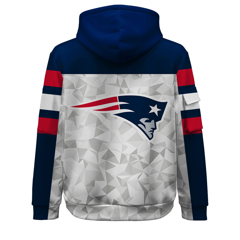 NFL New England Patriots Game Day Essential White/Navy Quarter Zip Hoodie
