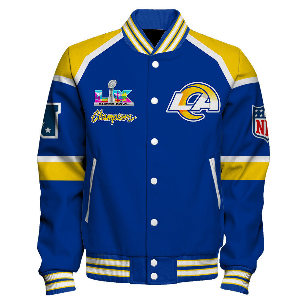 Los Angeles Rams Super Bowl LX Champions They Chase - We Lead Varsity Jacket