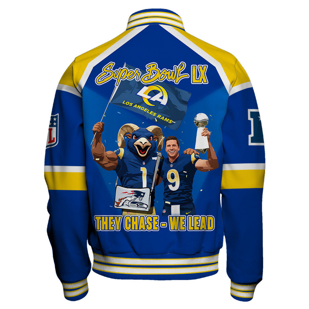Los Angeles Rams Super Bowl LX Champions They Chase - We Lead Varsity Jacket