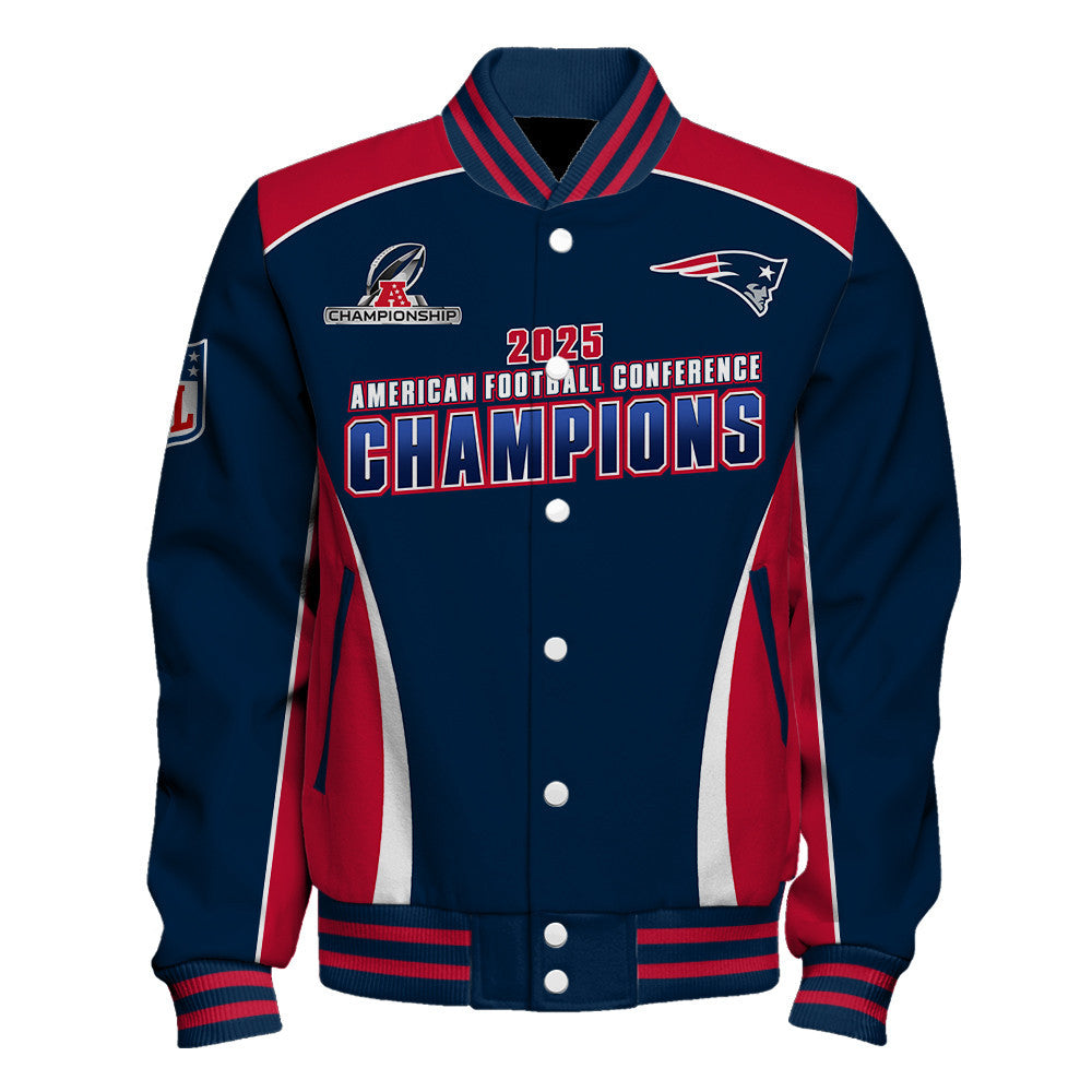 New England Patriots 2025 AFC Champions – The Peak of Glory Is Back Varsity Jacket
