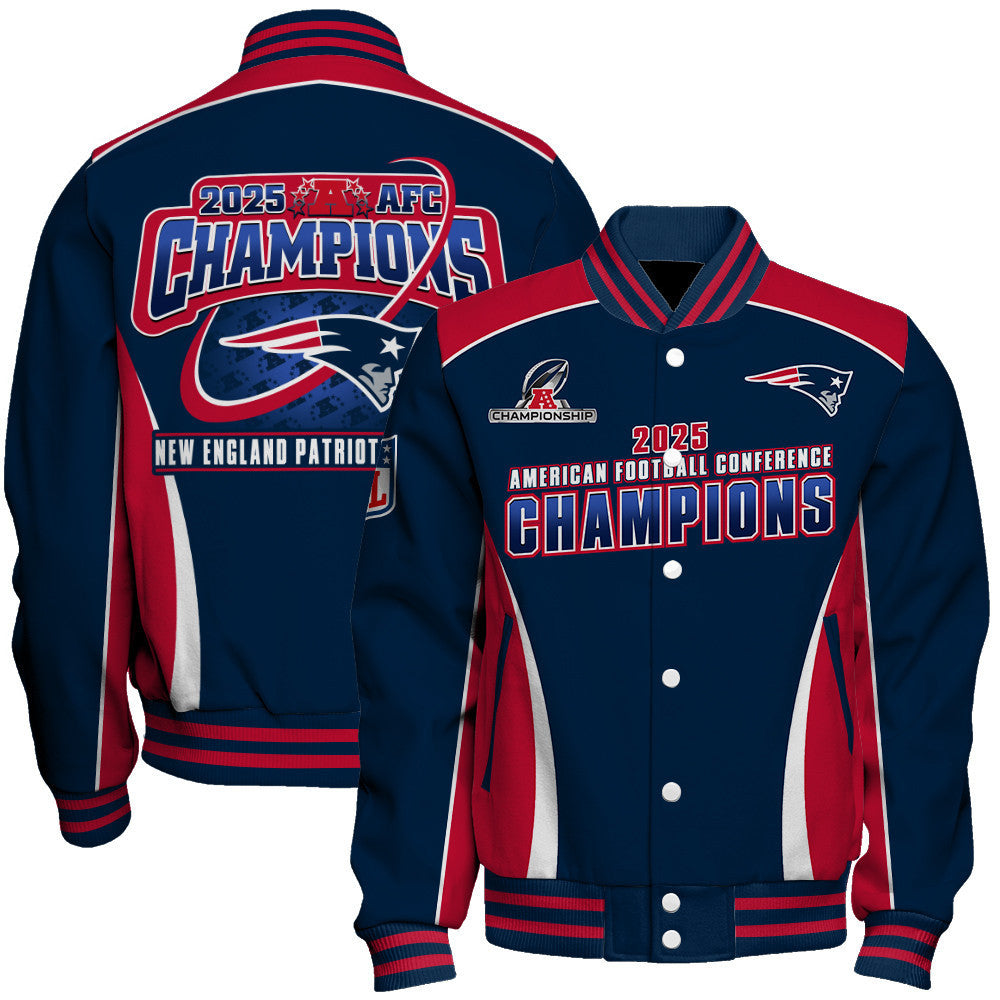 New England Patriots 2025 AFC Champions – The Peak of Glory Is Back Varsity Jacket