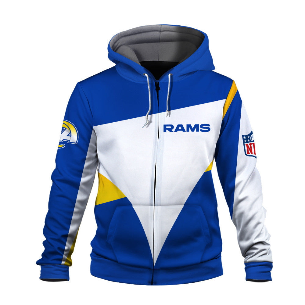 NFL Los Angeles Rams Team Color Pride Exclusive Design 3D Zip Hoodie