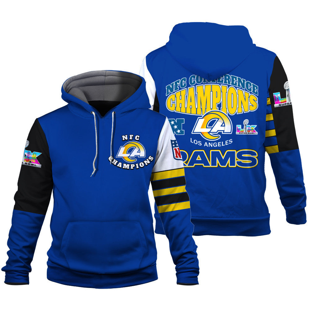 Los Angeles Rams 2025 NFC Conference Champions: The Ultimate Victory 3D Hoodie