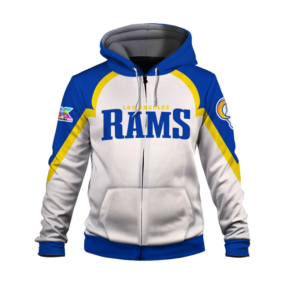 Los Angeles Rams Premium 2025 Cream Colorway 3D Zip Hoodie