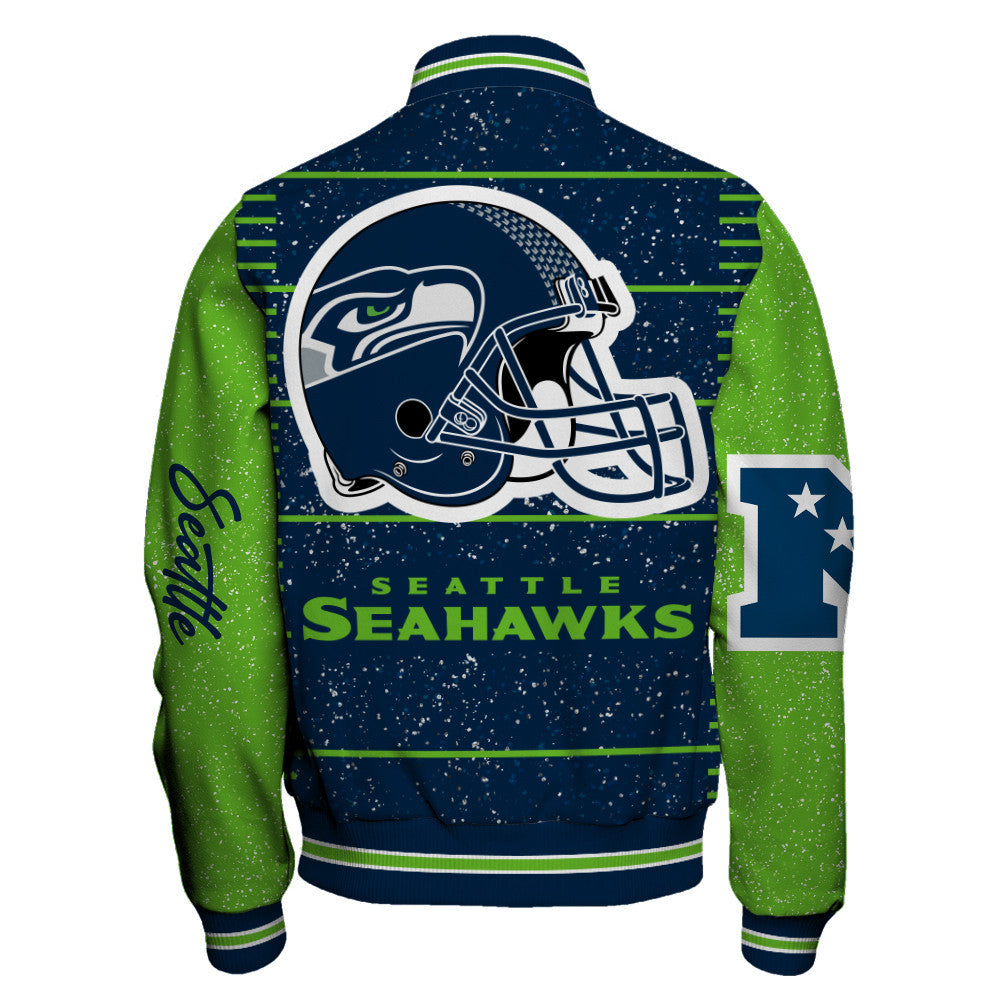 Seattle Seahawks Exclusive National Football League Graphic Design Varsity Jacket