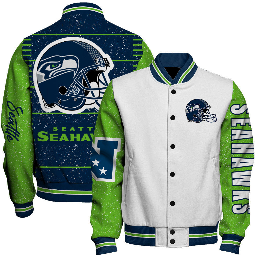 Seattle Seahawks Exclusive National Football League Graphic Design Varsity Jacket