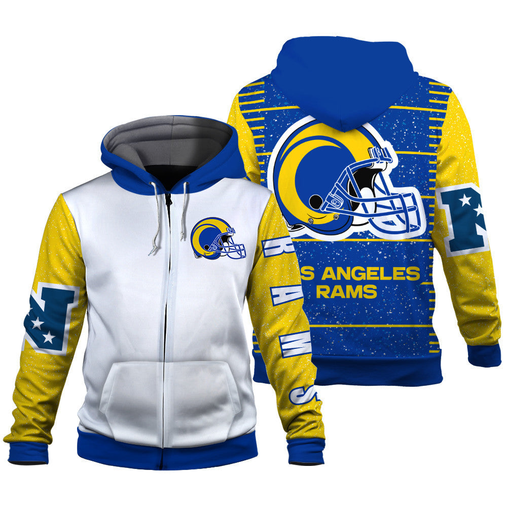 Los Angeles Rams Exclusive National Football League Graphic Design 3D Zip Hoodie