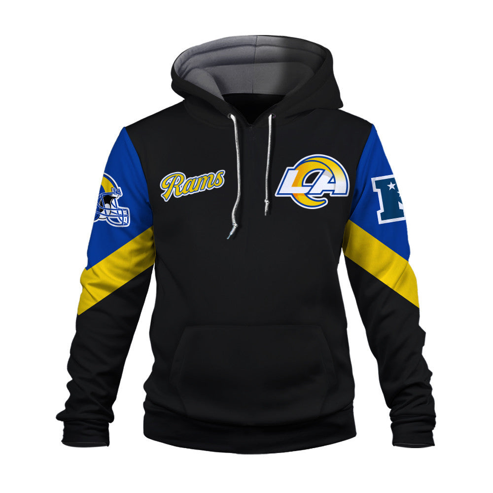 Los Angeles Rams Football Club Iconic Logo Rams House 3D Hoodie