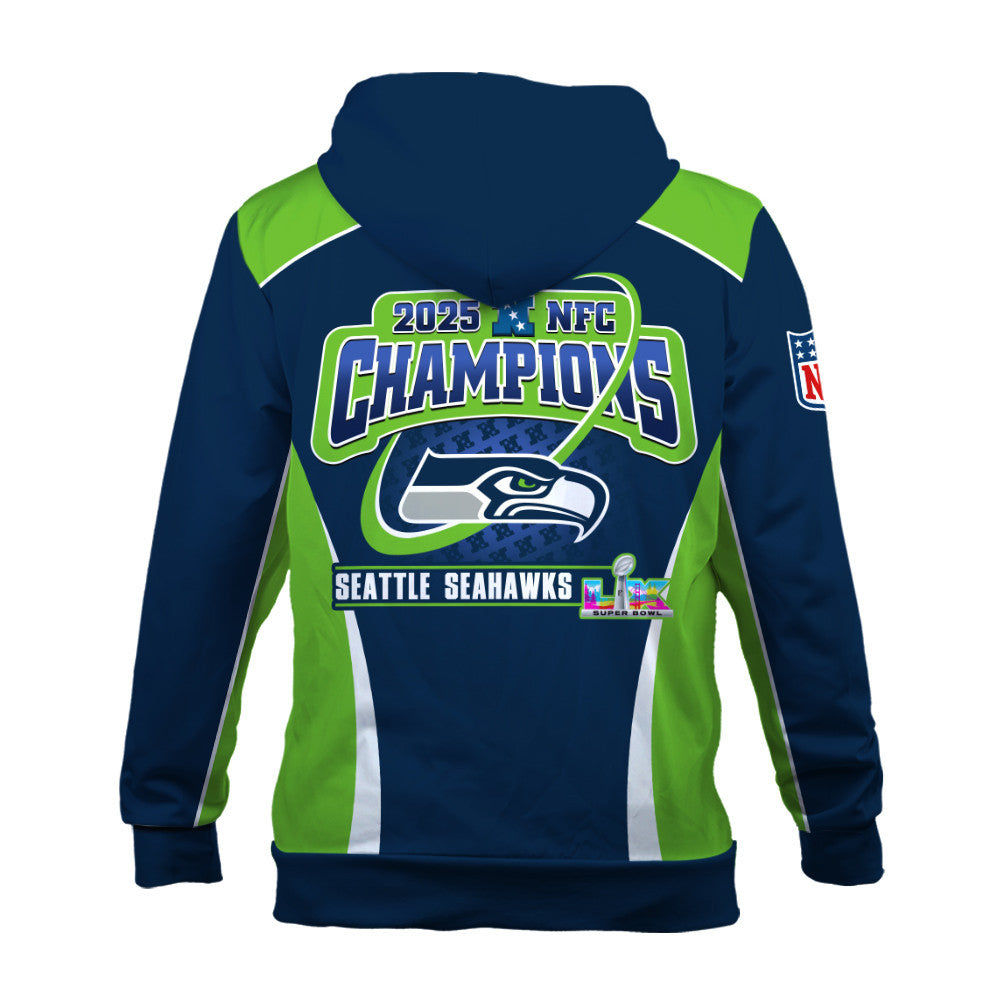 Seattle Seahawks 2025 NFC Champions – The Peak of Glory Is Back 3D Hoodie