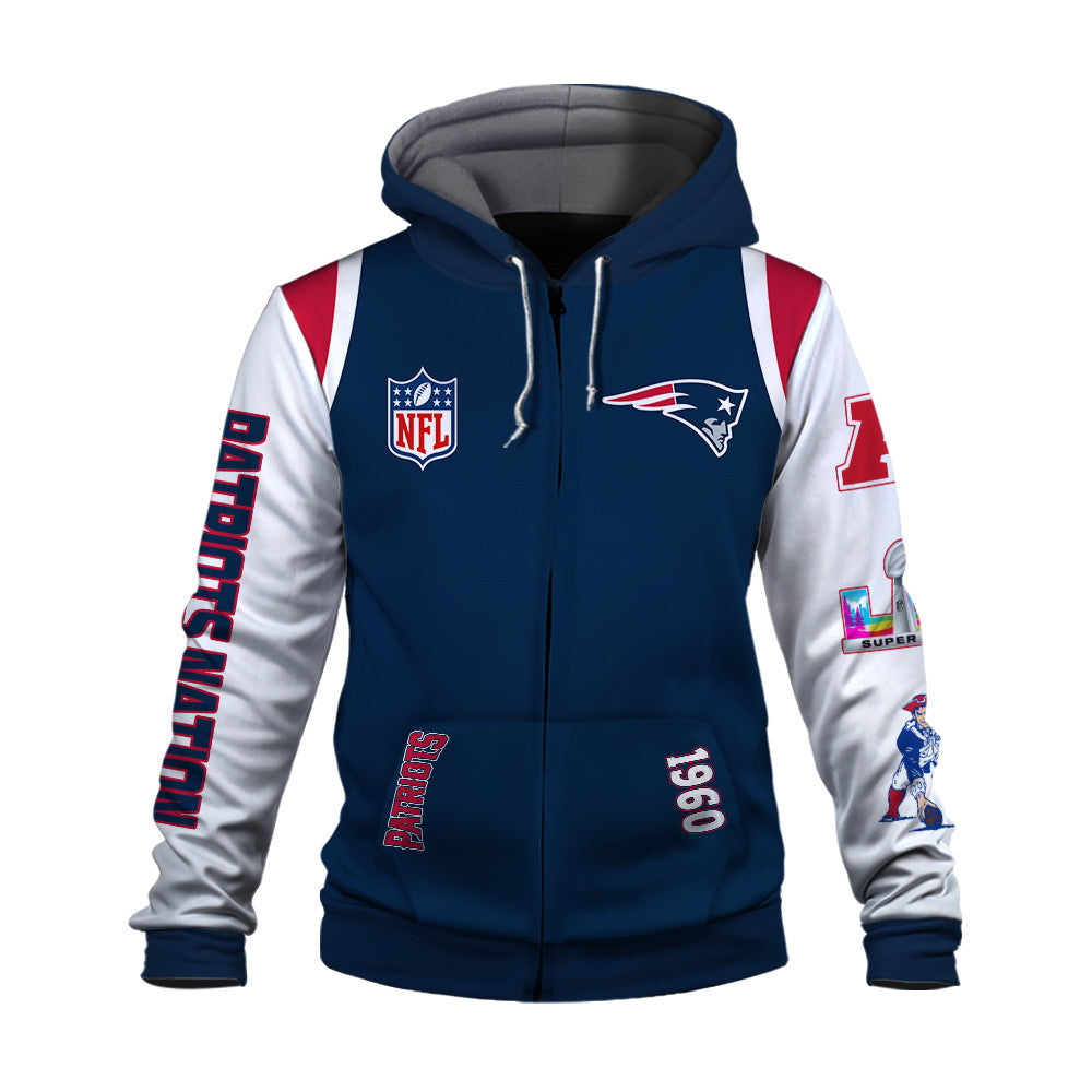 New England Patriots 2025 Super Bowl Champions Unstoppable 3D Zip Hoodie
