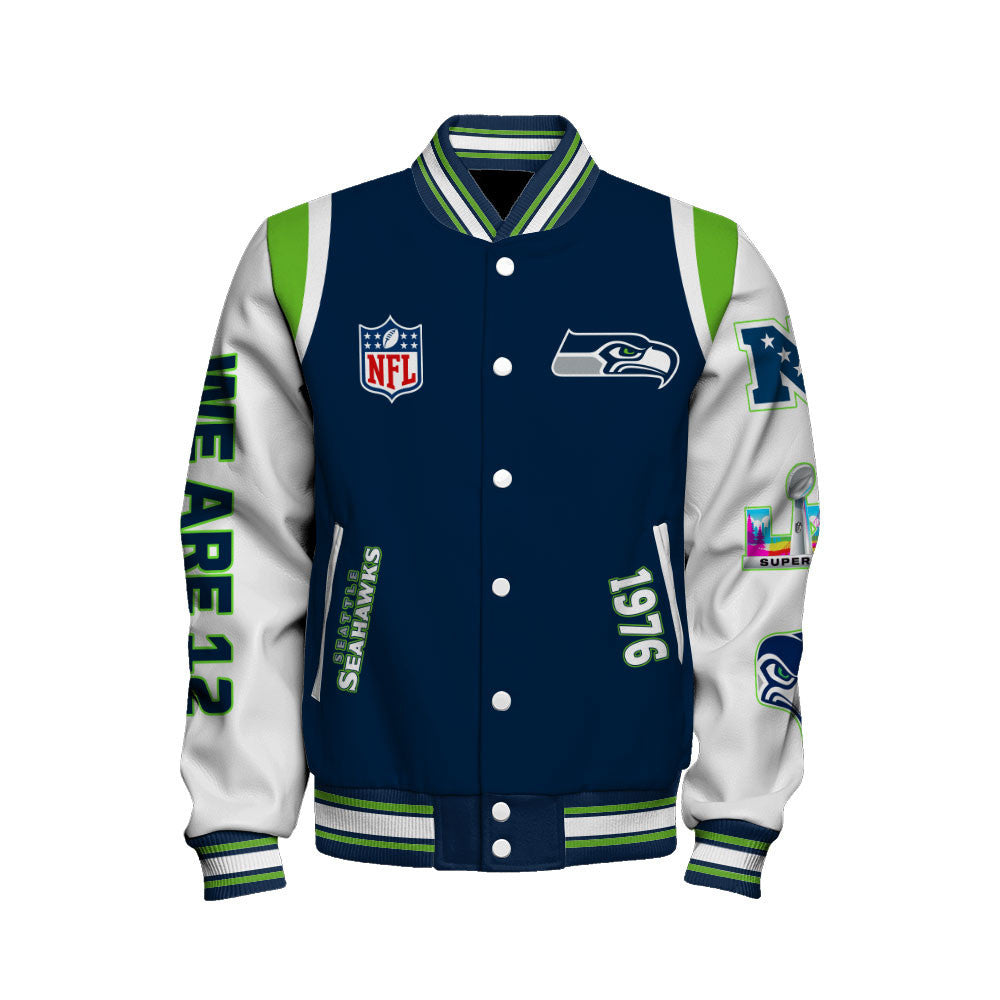 Seattle Seahawks 2025 Super Bowl Champions Unstoppable Varsity Jacket