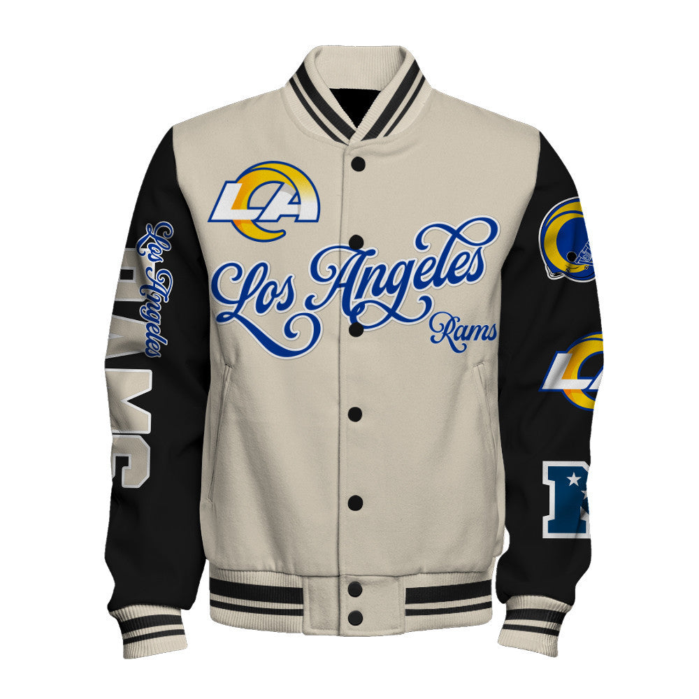 NFL Los Angeles Rams Power & Pride Game Day Cream/Black Varsity Jacket
