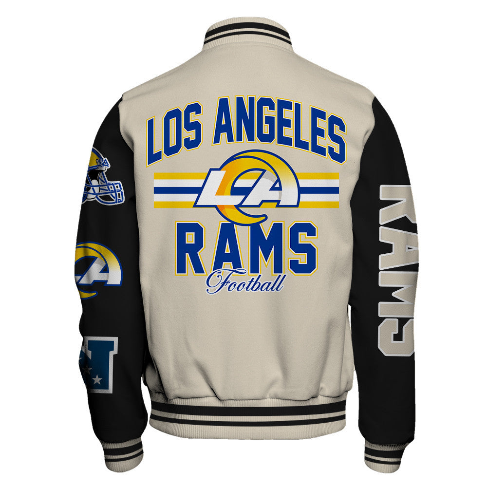 NFL Los Angeles Rams Power & Pride Game Day Cream/Black Varsity Jacket