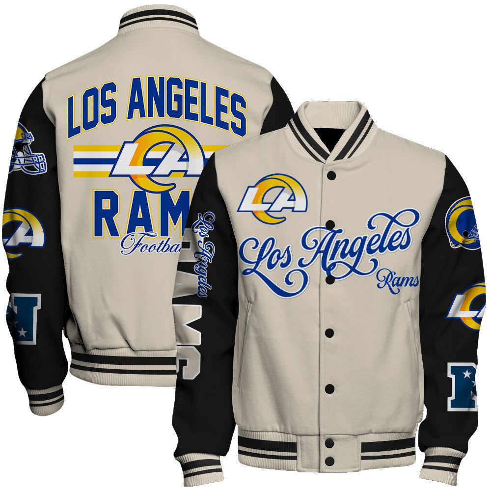 NFL Los Angeles Rams Power & Pride Game Day Cream/Black Varsity Jacket