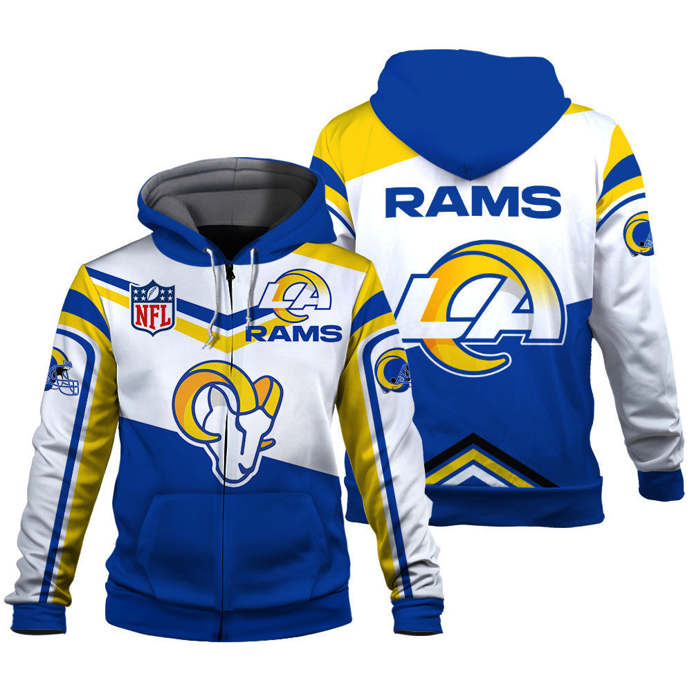 NFL Los Angeles Rams Power Forward Full-Snap Limited Edition 3D Zip Hoodie