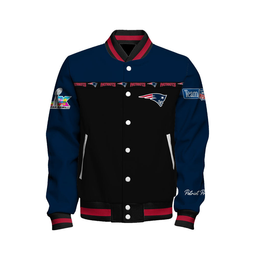 NFL New England Patriots Style & Passion Super Bowl LX Varsity Jacket