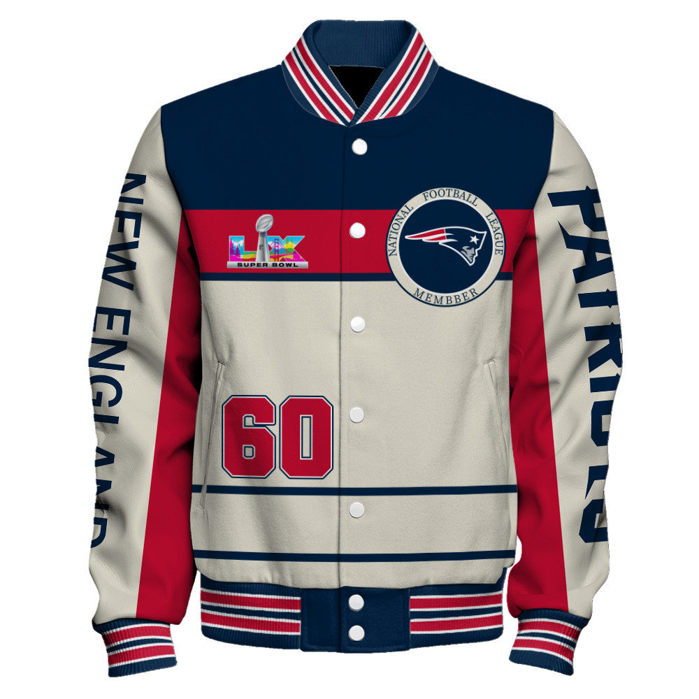 New England Patriots Team Colors Graphic - Unmatched Style Varsity Jacket