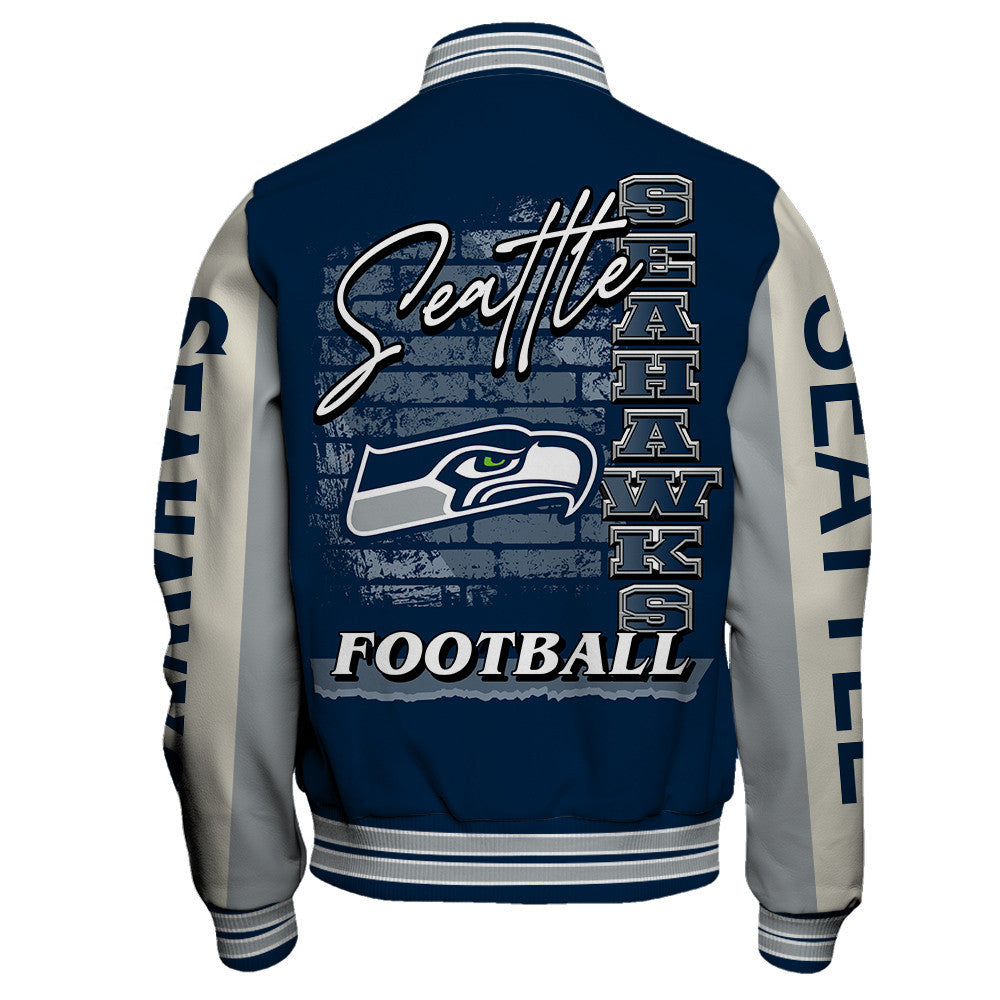 Seattle Seahawks Team Colors Graphic - Unmatched Style Varsity Jacket