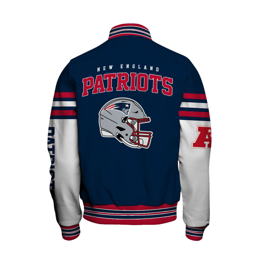 NFL New England Patriots Classic Team Colors Premium Streetwear Varsity Jacket