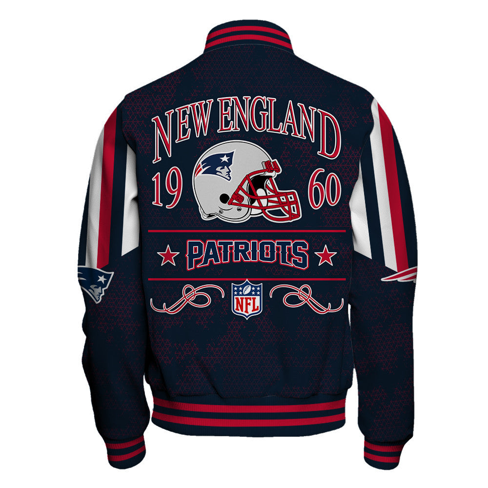 New England Patriots In Full Retro Pattern, Super Bowl LX Varsity Jacket