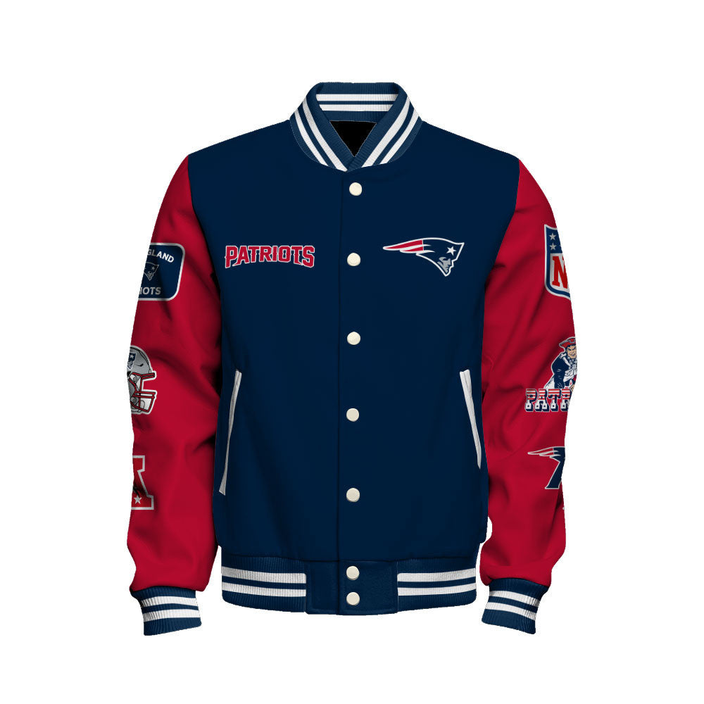 NFL New England Patriots 6X Super Bowl Champions Iconic Design Varsity Jacket