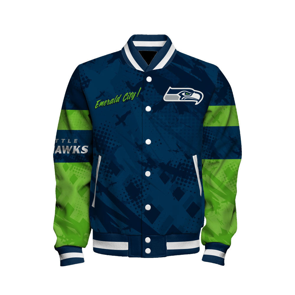 NFL Seattle Seahawks Warrior Spirit Signature Collection Retro Varsity Jacket